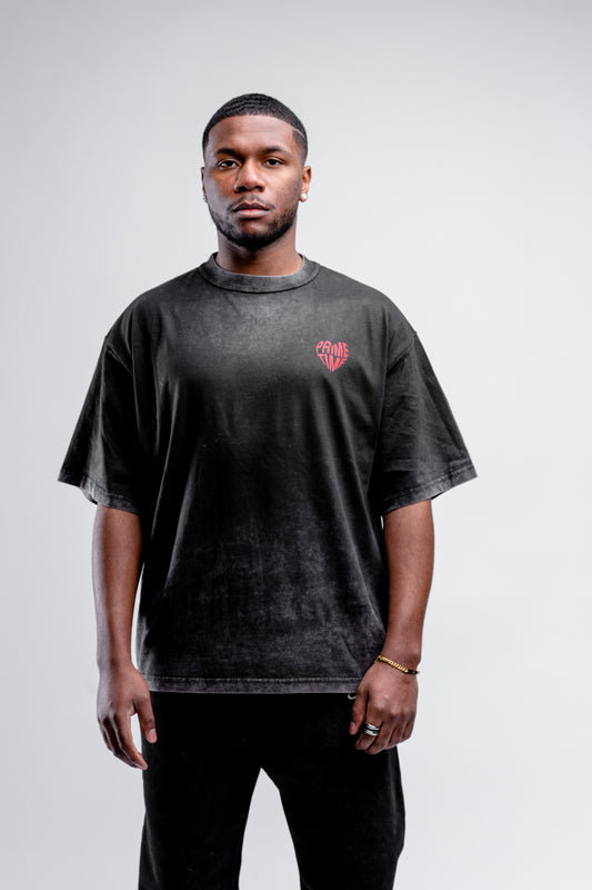 Heart Tee Black Washed