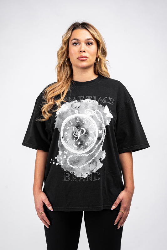 Time Flies Tee Black Washed