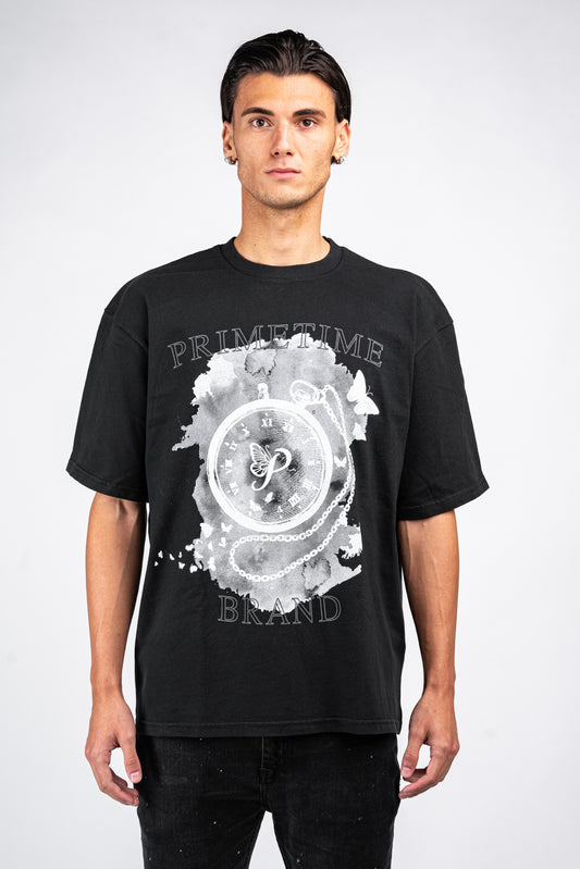 Time Flies Tee Black Washed